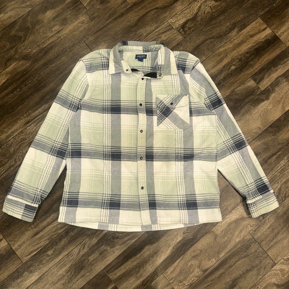 Arizona Jean Co Fleece Button-Up Flannel Shirt Men's Size XL Multi-Colored Plaid
